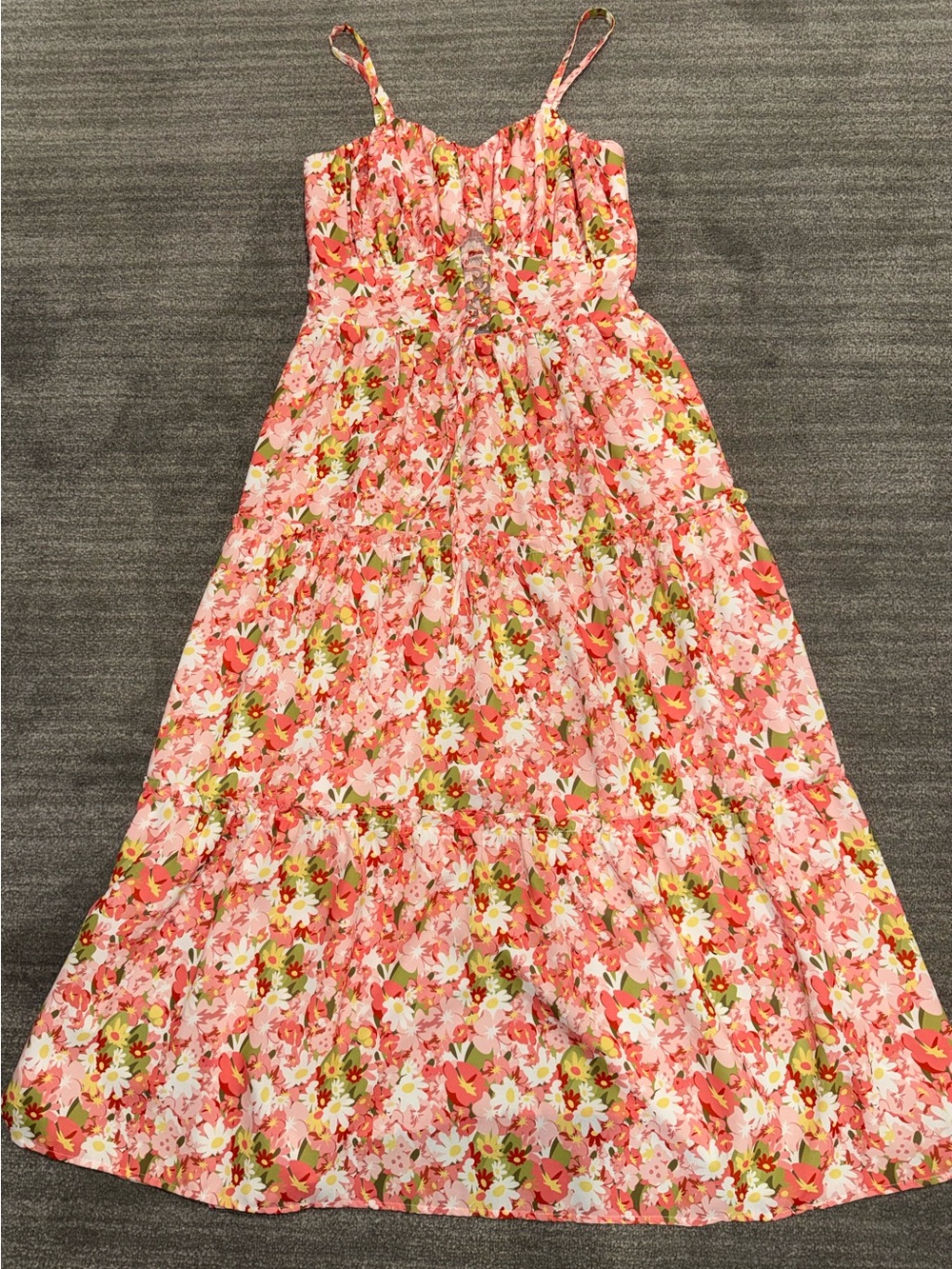 Grace Karin Pink Floral Cutout Midi Dress Size Medium NWOT
